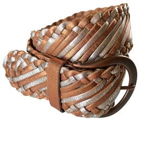Linea Pelle Woven Vintage Leather Belt Sz S
